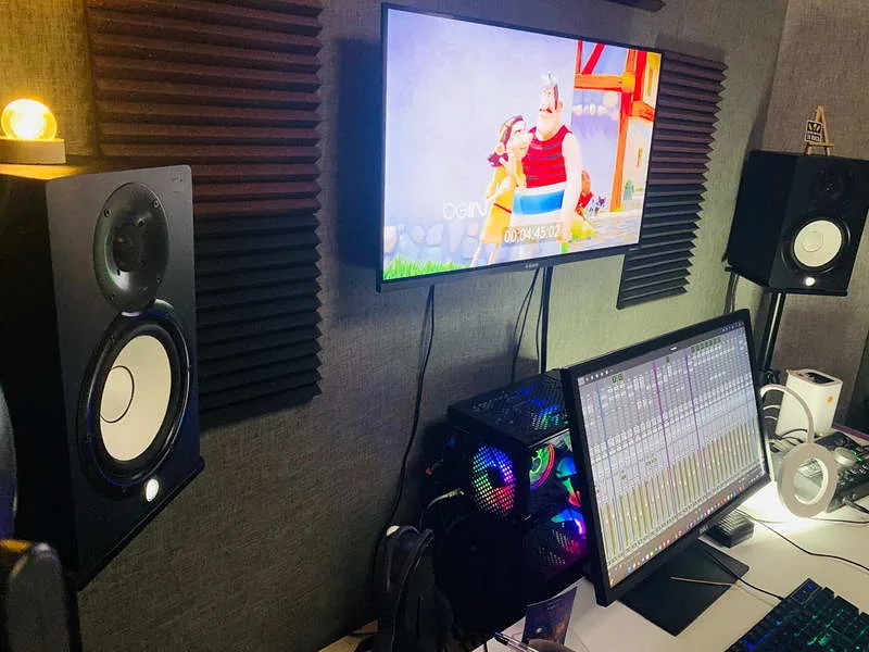 Sound engineer editing at TABADUL